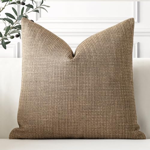 Artscope Housse de Coussin, Lot de 1 en Lin Canapé Taie d'oreiller de Couleur Pure pour Maison Salon Chambre Décoration D'intérieur (Brun, 40x40cm)