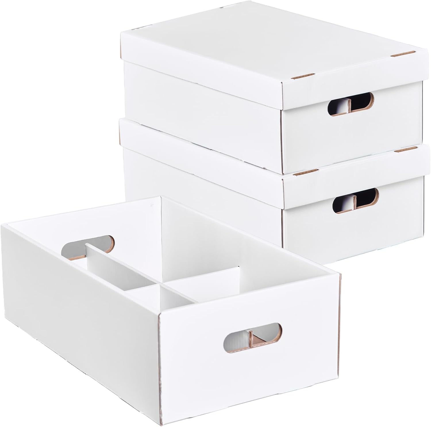 NUMINA 3 Pack CD Storage Box, Holds 240 CDs Total (80 Each) with Lift-Off Lid, Heavy Duty Cardboard CD Organizer with 4 Sections for Jewel Cases, CD Collection & Media Storage
