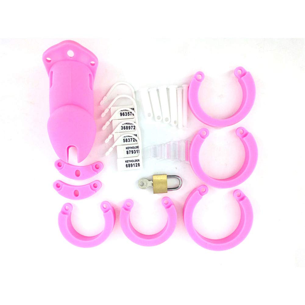 Silikon Peniskäfig Keuschheitsgürtel für Männer Keuschheit Mit Erotik Chastity Belt Device (Rosa)