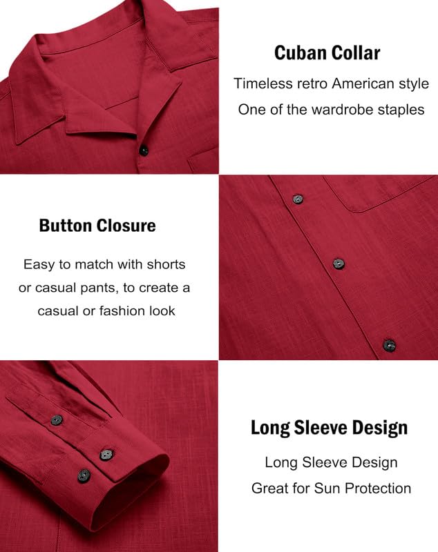 Image of Combo of Men's Casual Cotton Blend Shirt || Long Sleeve Button Down with Spread Collar | Lightweight Breathable Fabric | Stylish Solid Shirt for Beach, Office & Everyday Wear Pack of 2