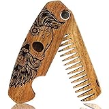 Bartkamm Holz Klappbar Taschenkamm klappkamm antistatische Bartpflege bart kamm aus holz holzkamm (MRG07)