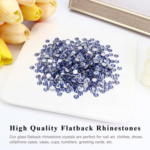 Image of Flatback Crystal Rhinestones Round Gems for Nail Art and Craft Clothes Glue Fix, Purple Ghost (1.9-2.0mm) SS6 /1440PCS
