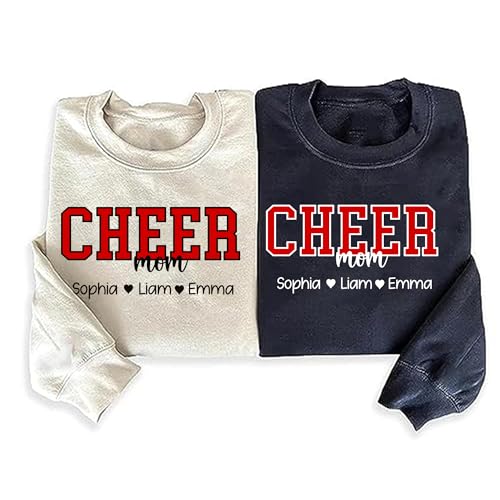 Personalized Embroidered Cheer Mom Sweatshirt, Mama Mom Christmas Embroidered Glitter Plaid Pullover, Gifts for Mama2