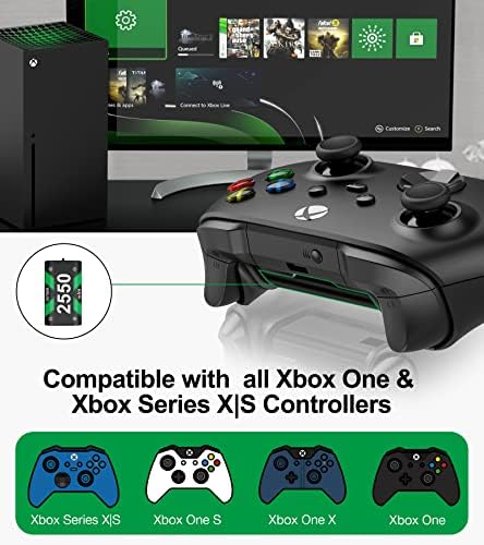 HASACOOL Controller Battery Pack for Xbox One, Controller Charger with 4x2550mAh Rechargeable Batteries for Xbox Series X|S/Xbox One, Controller Charging Dock for Xbox One/One S/One X/One Elite