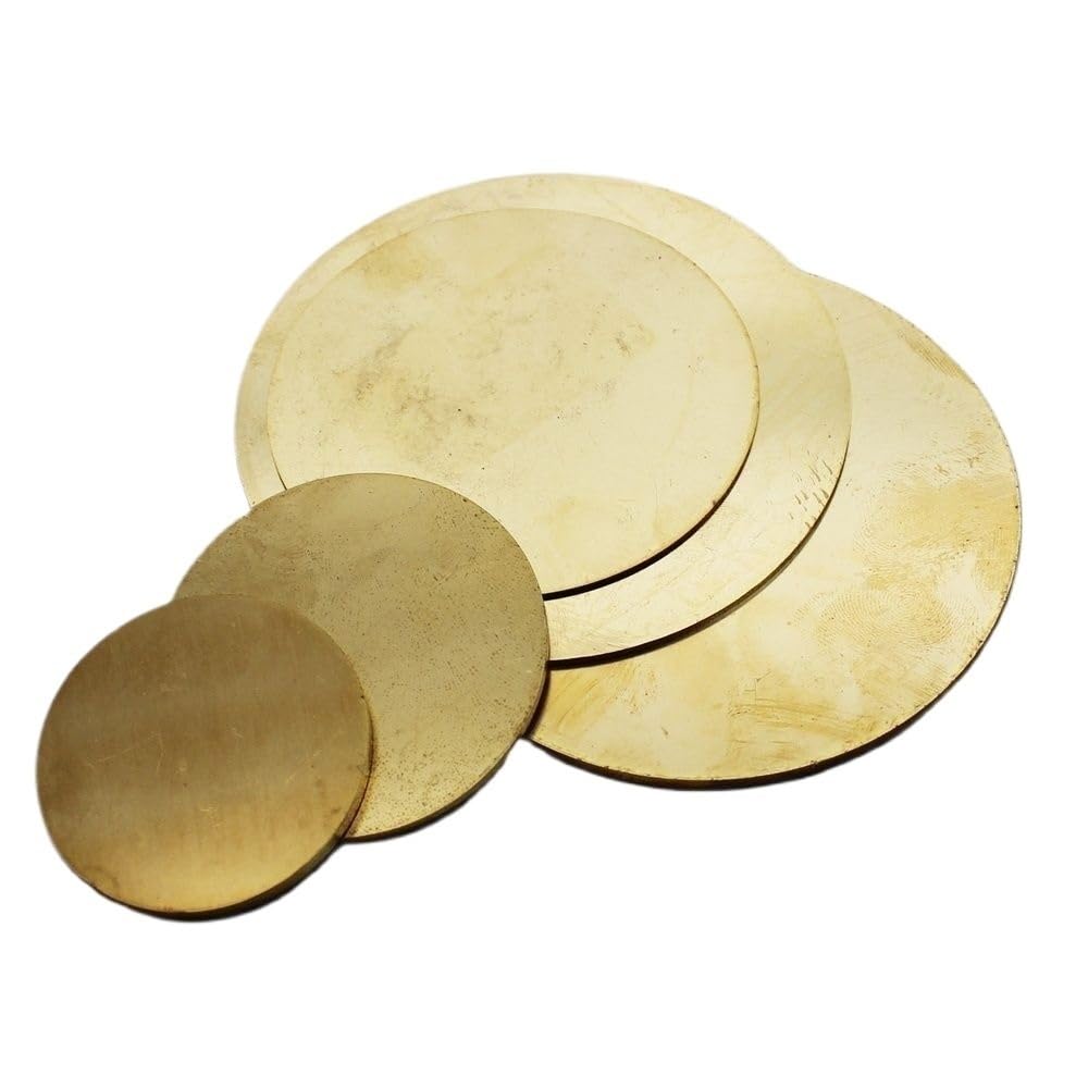 10 Stück Messingscheiben, runde Etiketten, leere Platten, flaches Metall, Messingblech, Durchmesser 2 mm bis 200 mm, Abriebfestigkeit(1 * 70MM)