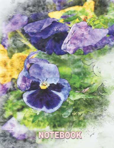 8.5â€ x 11" College Ruled Notebook â€“ Original Artistic Watercolor series design -Spring flowers-watercolor panses: Original Watercolor theme Gloss ... 11" Notebook/Journal, 140 College Ruled Pages