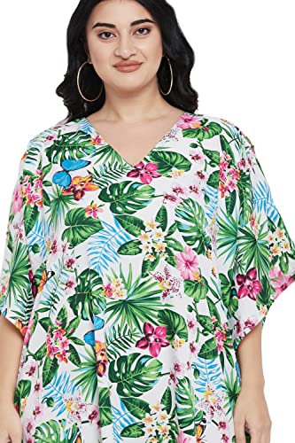 Image of Oussum Women Polyester Casual Long Plus Size Beach Caftan Cover Up Maxi Dress 1X-3X Summer Kaftan Dresses for Women