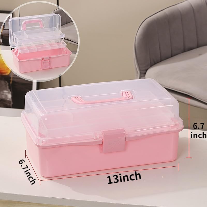 Miniatura 2 de Suministros de artesanía de tres capas de 13 pulgadas, accesorios para el cabello, organizador de costura de maquillaje, caja de aperitivos,