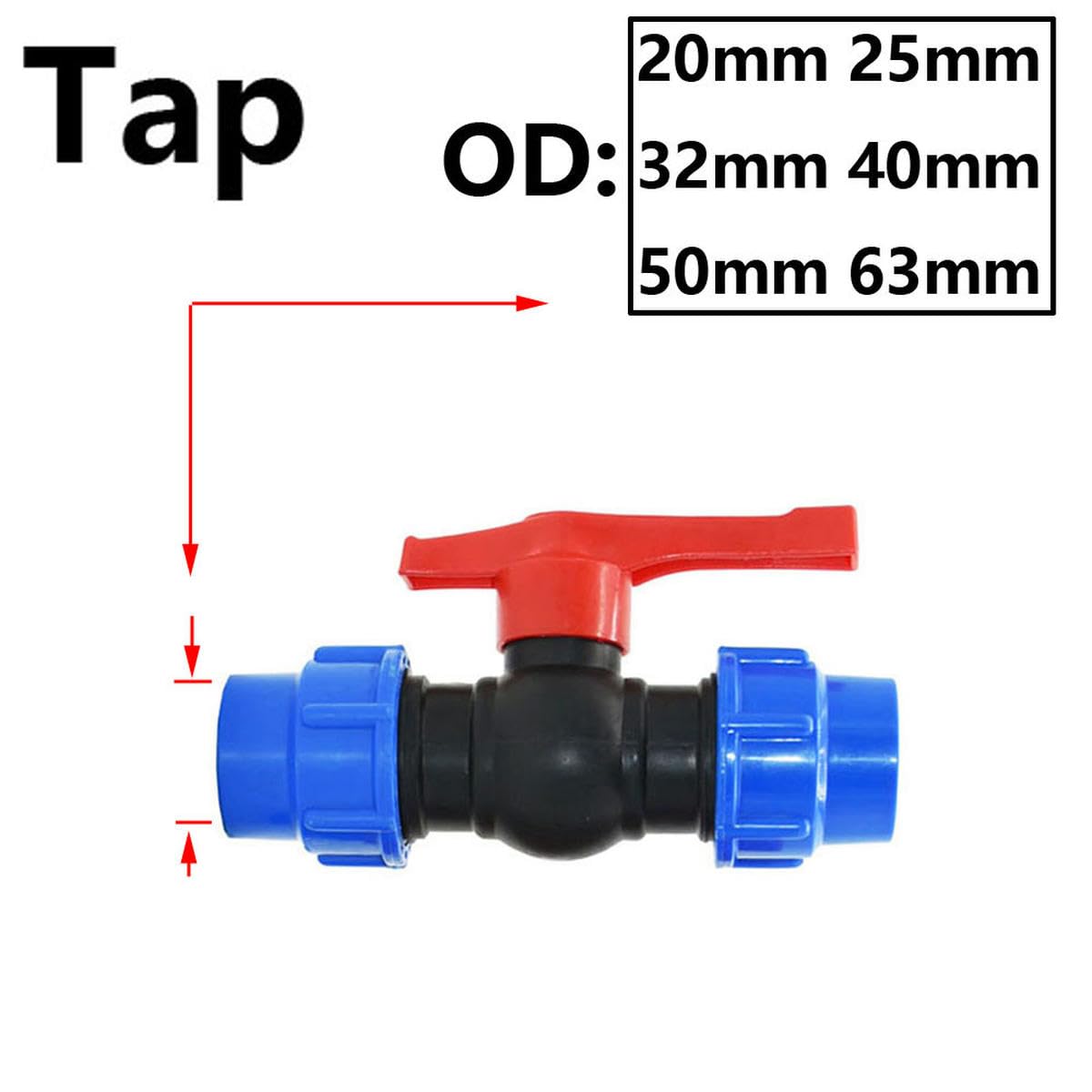 20/25/32/40/50/63mm Tubo dell'Acqua Giunto a Sfera in plastica Tee Gomito Tappo Connettore rapido PE Raccordi rapidi 1pezzi-25MM-Nucleo Metallico Tap_a