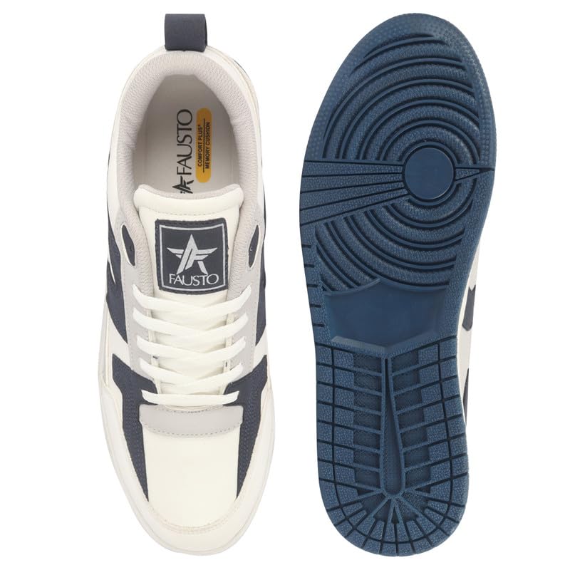 Image of FAUSTO Men Colorblocked Lace Up Sneakers | Classic Casual Shoe | Soft Cushioned Insole | Low Top Sneaker Shoes