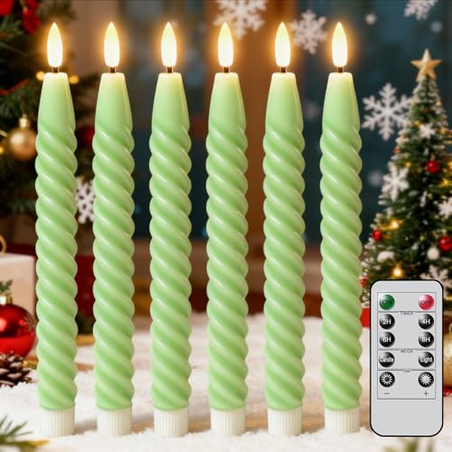 Bougies en spirale à LED vertes avec minuteur à distance et piles