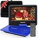 DBPOWER 11.5" Portable DVD Player with 9.5" Swivel Screen, 5-Hour Built-in Rechargeable Battery, Support CD/DVD/SD Card/USB, with Car Charger and Power Adaptor, Blue
