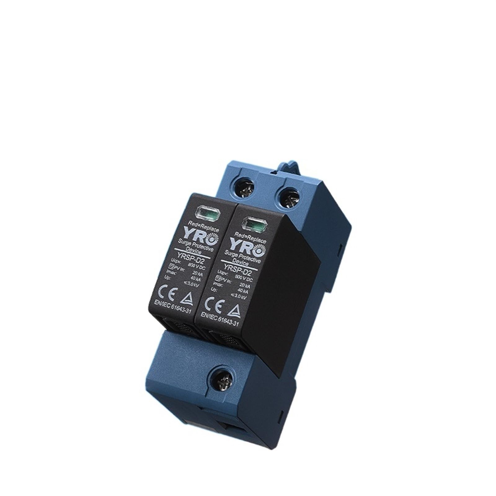 DC SPD 2P 20-40KA 600V 800V Dispositivo di protezione contro le sovratensioni Scaricatore a bassa tensione Casa su guida din 2 poli Protettore YRSP-D2/T2 Interruttore ( Color : Blue Tuv , Size : 2P 80