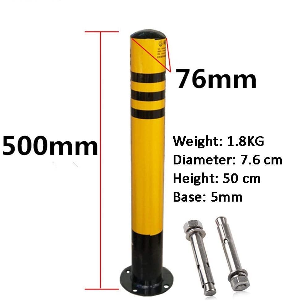 Słupki parkingowe, Wytrzymałe żółte słupki zabezpieczające do podjazdów, łatwy montaż(500mmx76mm)