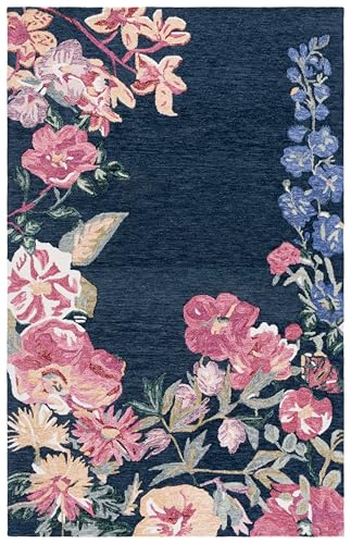Tapete SAFAVIEH 5x8 Navy y Rosa, Lana, Hecho a Mano miniatura 2
