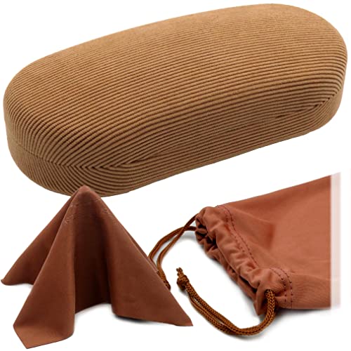 Image of MyEyeglassCase - Large Sunglasses Case - Glasses Holder with Pouch & Cloth - Eyeglass Hard shell Medium - Extra Large frames