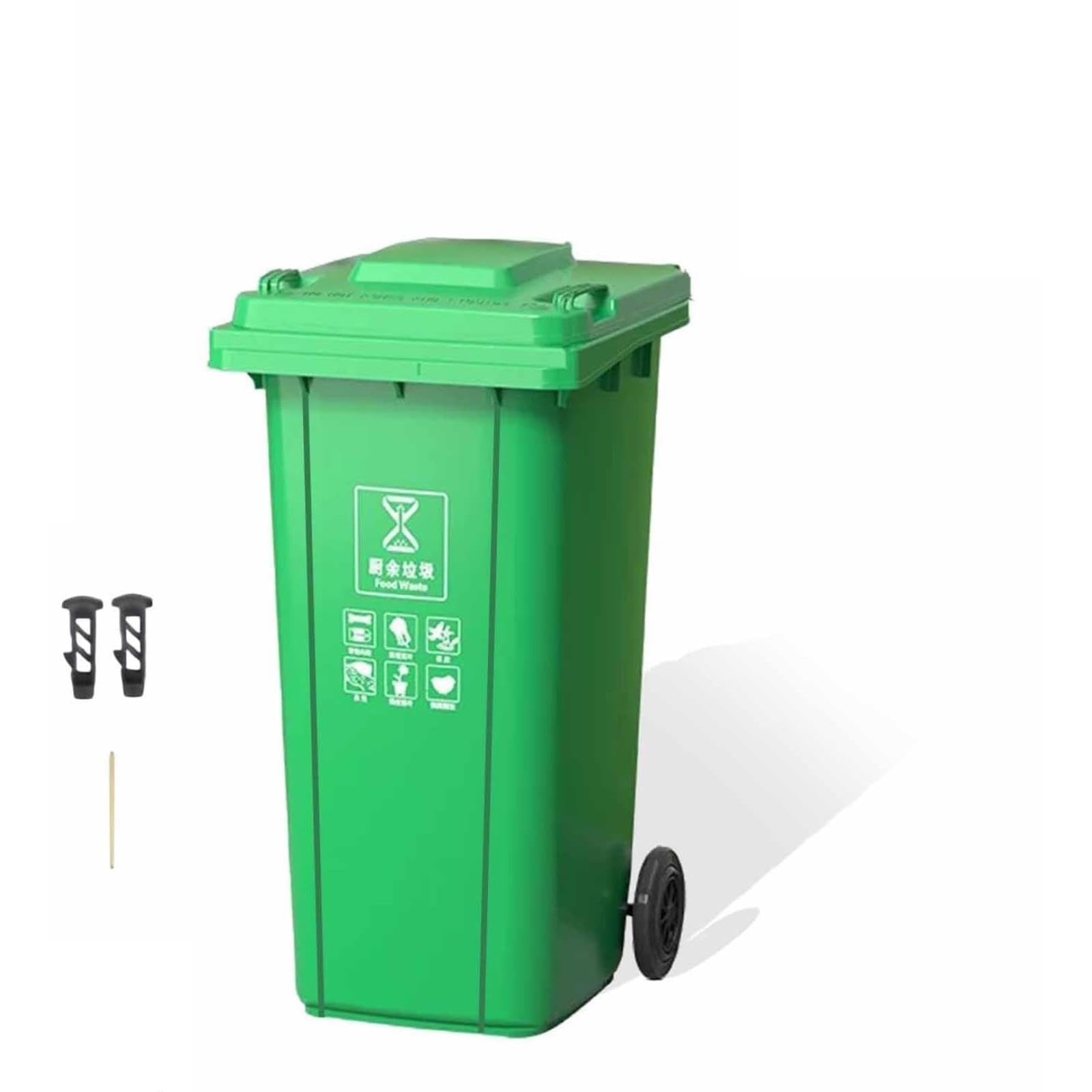 VITIWEDTY Outdoor Trash Can with Lid and Wheels, Heavy Duty Large Capacity Garbage Bin for Commercial and Residential Outdoor Use (Green 100L)