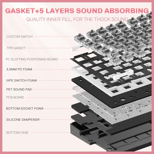 Image of Redragon K729 80% Wired Gasket RGB Gaming Keyboard, 87 Keys TKL Mechanical Keyboard w /Knob Control, Mix-Color PBT Keycaps, Hot-Swap South-Facing Socket & 5-Layer Dampener, Custom Linear Switch