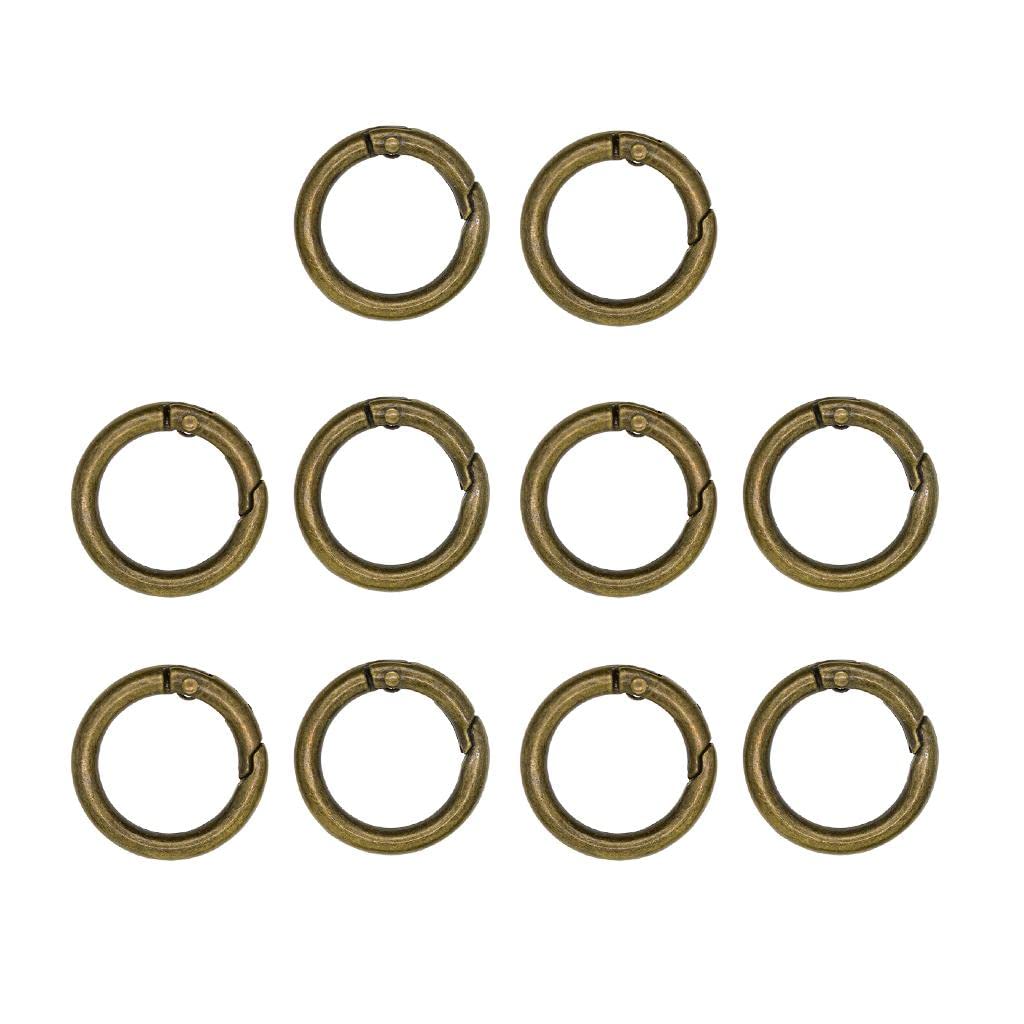 10 set da 10 pezzi 28 mm rotondi a molla moschettone portachiavi portachiavi bronzo