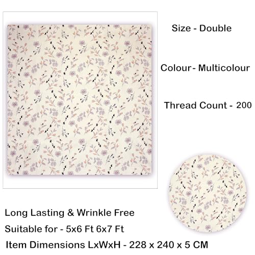 Image of HOMEKART 100% Cotton Feel Double Bed Bedsheet Set | 180tc to 220tc Soft & Breathable with 2 Pillow Covers | Wrinkle Free | for Bedroom & Gifting (Color -Light Beige, 90 x 90 Inches)