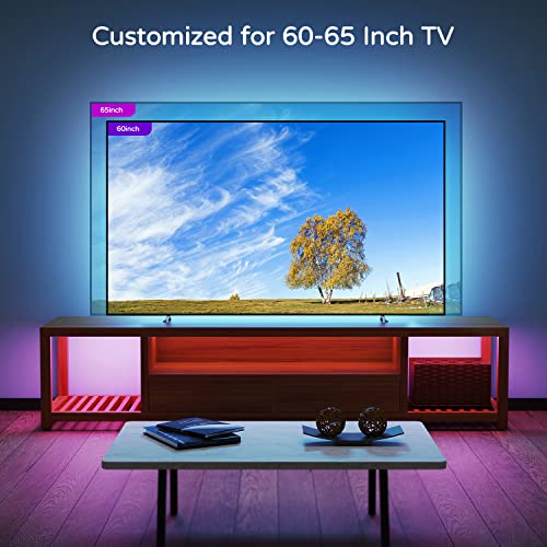 Image of Hamlite LED Strip Lights for TV 65 Inch TV Backlight 65 Inch Bias Lighting TV Light Strip Mood Ambient Lighting, 15ft Customized Length to Cover 4 /4 Sides of 60-65 inch TVs, RF Remote, 18 Colors, 6 Modes