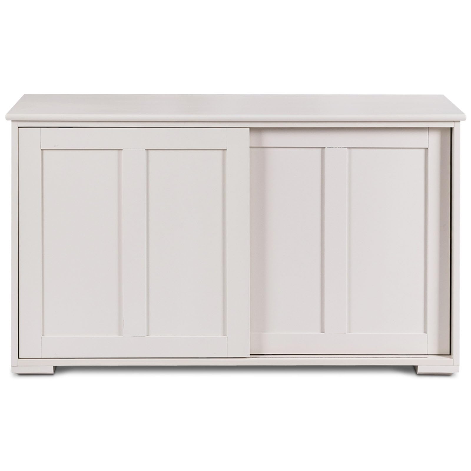 COSTWAY Sideboard, Küchenschrank mit Schiebetüren & verstellbarem Ablage, Buffetschrank Aufbewahrungsschrank, Beistellschrank für Küche, Esszimmer, Wohnzimmer, Holz, 107 x 33 x 60 cm, Weiß