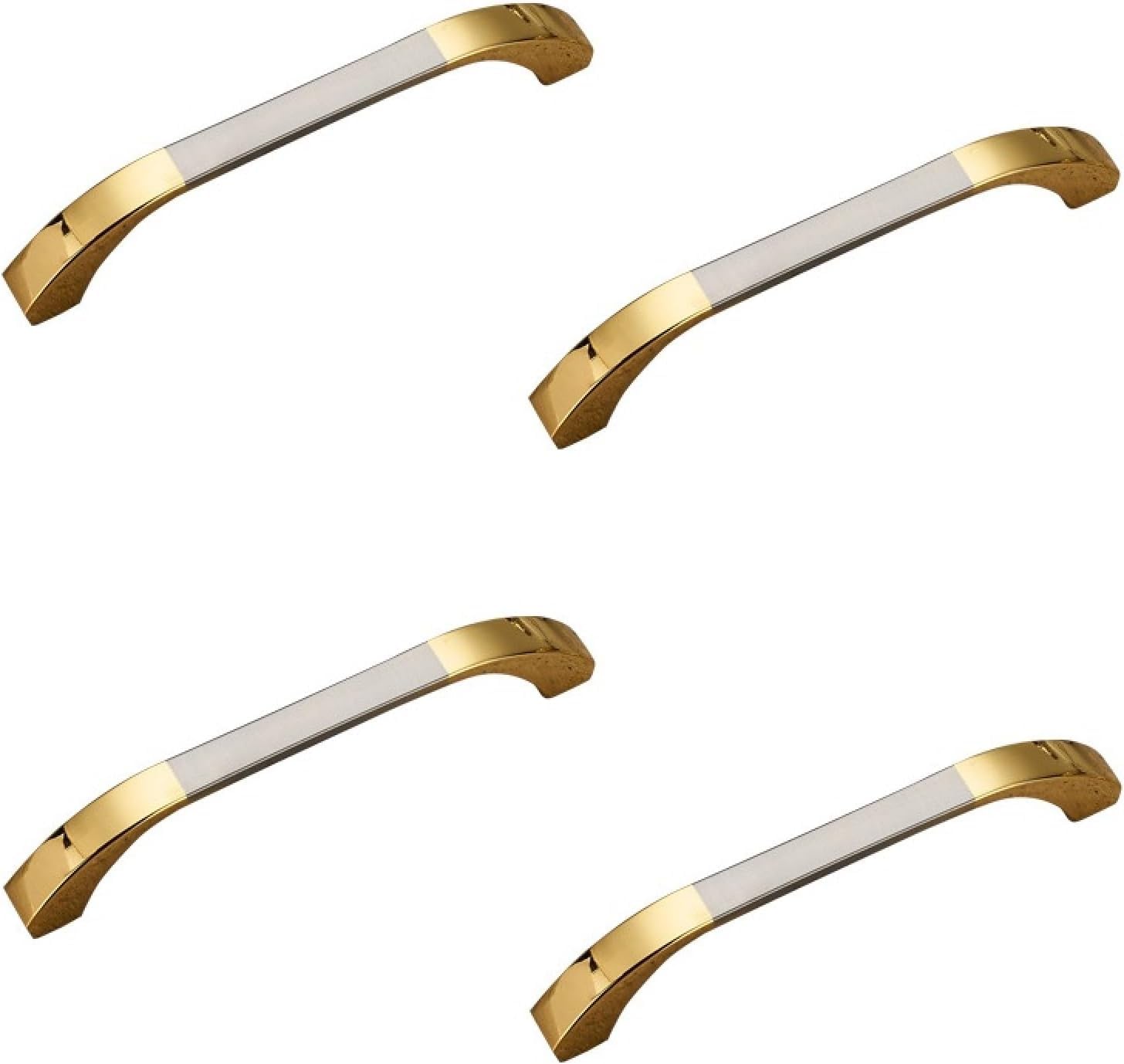Tnbccxn 64Mm Double Gold Cabinet Handles, Cabinet Handles,Drawer Knobs 4 Pack Zinc Alloy(96Mm White)(64Mm Double Gold)