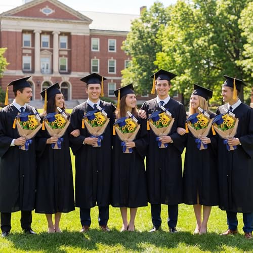Image of Breling 48 Pcs Blue and Gold Graduation Centerpiece Sticks Felt Graduation Scroll Diploma and Grad Cap with Tassel Decor 2026 Table Toppers Centerpiece Party Supplies for Grad Party Decorations