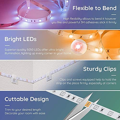 20m tiras led WiFi, Luces led inteligente RGB 5050 compatible con Alexa Google Home con App Control sync remota con música para el hogar, cocina, TV, Bar, fiest