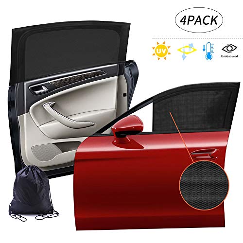 LamToon Car Window Shade, Universal 4 Pack Breathable Mesh Car Side Window Sunshades