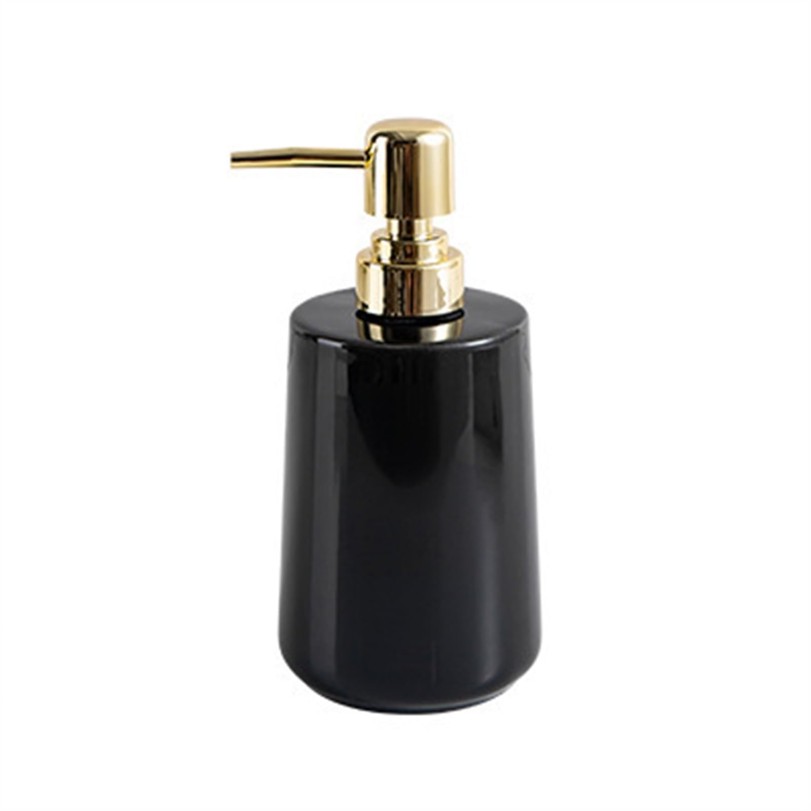 Bx9re7tk3g Black Hand Wash Dispenser Ceramics Liquid Soap Dispenser For Bathroom With Gold Pump，Dish For Kitchen，13.8Oz Refillable Countertop Lotion Hand For Shower Bathroom & Kitchen(Black)