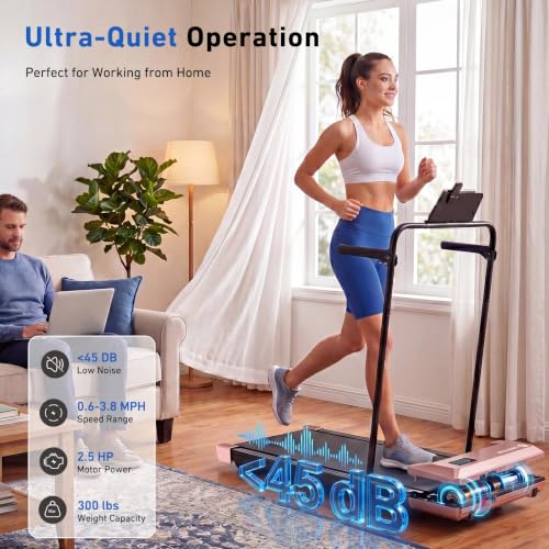 Image of DeerRun Walking Pad with 6% Incline, 3 in 1 Under Desk Treadmill for Home Office & Small Spaces, 2.5HP Quiet Walking Pad Treadmill with 300lb Capacity, 0.6-3.8MPH, App & Remote Control