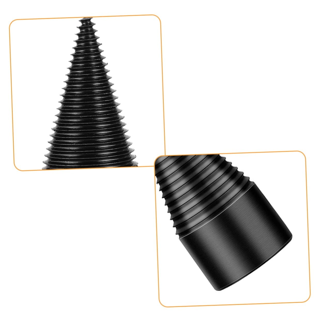 Yardwe Spaccalegna a Cono per Legno, Punta da Trapano in Acciaio Nero, Separazione Rapida dei Tronchi, per Quercia e Legna da Ardere