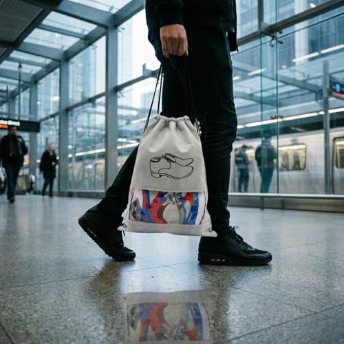 Image of Hian Grey Non-Woven Shoe Bags - Travel Shoe Organizer with Transparent Window & Drawstring Closure, Dustproof, Breathable & Reusable Storage for Men & Women, Home & Luggage, Pack of 6