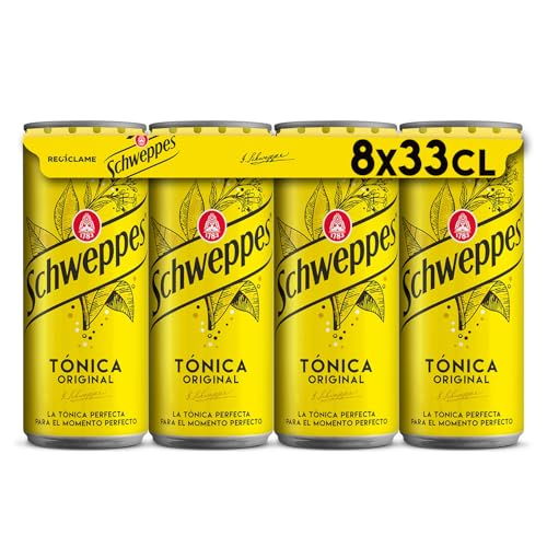 Schweppes Tónica Original, Bebida Refrescante - Lata, Pack 8x33cl