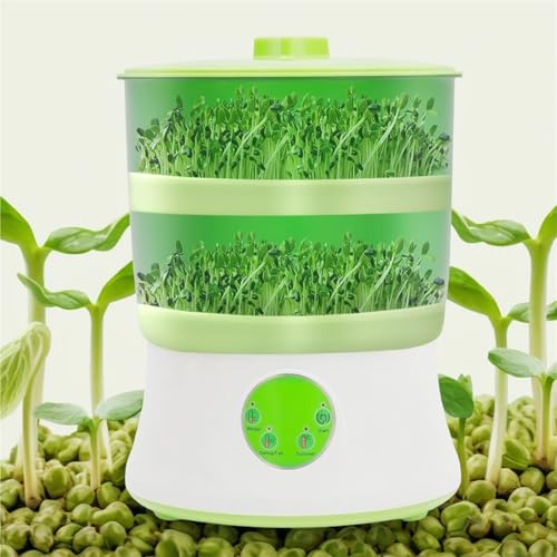 Máquina for germinar brotes de Soja de 2 Capas, Kit automático for germinar brotes, 3 Modos estacionales, for rábano, Soja y plántulas de Frijol Mungo.