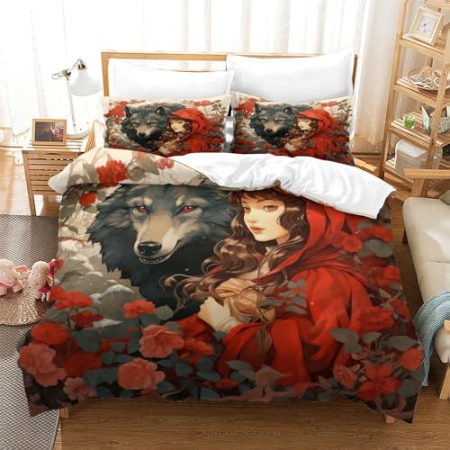 Housse de couette loup et l'homme cadeau idéal parure de lit originale King