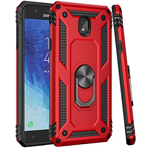 Zoeirc Case for Galaxy J3 2018/J3 Star/J3 Achieve/for Galaxy Express/Amp Prime 3 Case,J3 Orbit/J3 Aura/Sol 3 Case, Magnetic Car Ring Holder Mount Kickstand Phone Cover for Samsung J3 2018 (red)