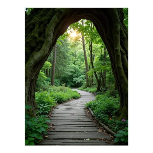 TZTTZT Kits de arte de diamantes para adultos – Camino del bosque a través de árboles arqueados, kits de pintura de diamantes para adultos principiantes, kit de pintura de diamantes sin marco de 12 x