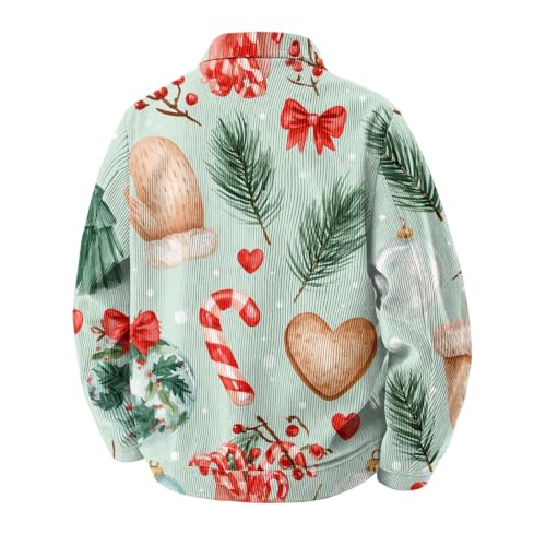 Fall Jacket for Men Vintage Christmas Print Retro Turn Down Collar Shacket - image 5