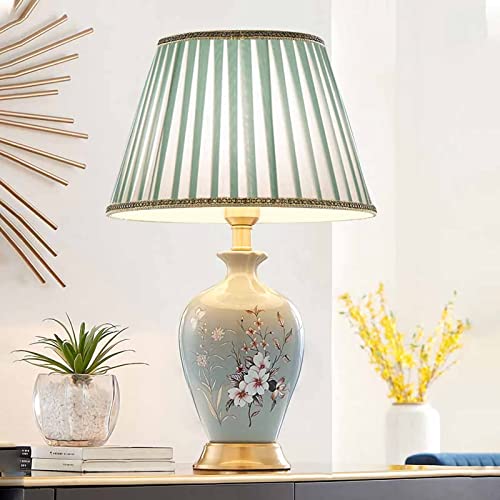 Lámpara de mesa LED floral cerámica clásica verde miniatura 3