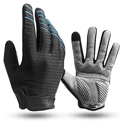JOGVELO Cycle Full Finger Gloves, Mountain Bike Gloves Fox Gel Padded Road Breathable for Men Women (Blue, XL Cover