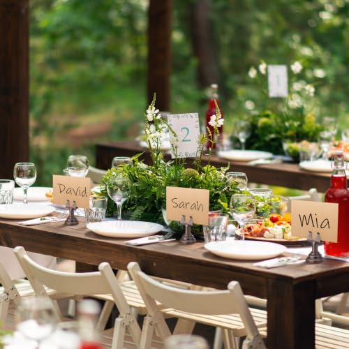 Image of 24 Pcs Red Bronze Metal Table Number Holders 1.8 Inch Mini Wedding Place Card Holders Bulk Harp Clip Table Sign Stands Card Holder for Memo Notes Menu Wedding Restaurant Birthday Decor