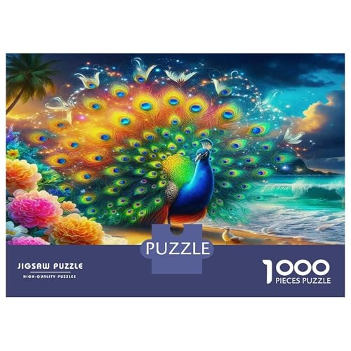 Puzzle de 1000 piezas de cartón premium con ajuste perfecto y diseño sofisticado de pavo real 2