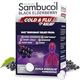 Sambucol Black Elderberry Cold & Flu Relief Tablets 30 Count, Homeopathic Remedy for Temporary Relief of Cold and Flu-like Symptoms