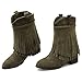 RAZAMAZA Zapatos de Mujer Medio Botas con Flecos Botines (33 EU, Army...