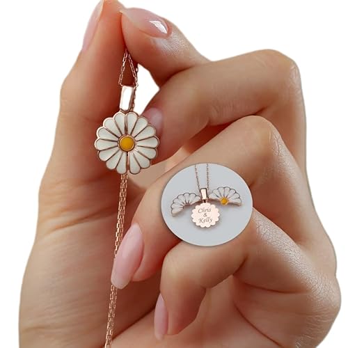 Anitta Jewelry Personalized Daisy Name Necklace, Minimalist Daisy Necklace, Custom Name Daisy Necklace, Daisy Pendant Necklace, Girlfriend Valentine