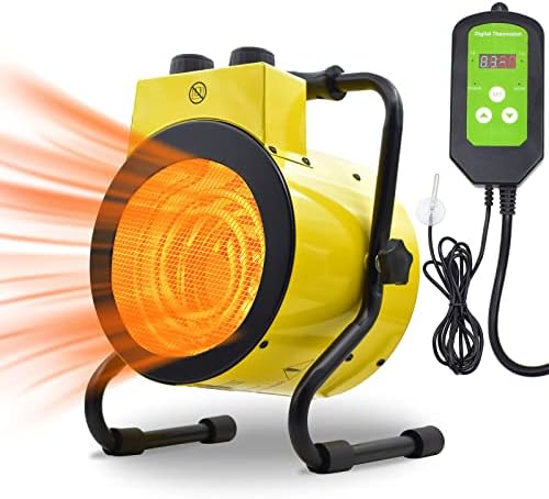 TONINGIO Electric Greenhouse Heater-Space Heaters for Outdoor Use with Digital Thermostat, 1500W Portable Garage Heater for Grow Tent, Camping, Indoor, Overheat Protection & Fast Heating, Patio Heater