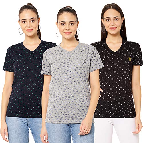 Image of Mack Jonney V-Neck Regular Fit Half Sleeve Women T-Shirt (Pack of 3)