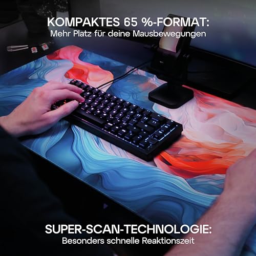 CHERRY XTRFY K5V2 Compact, mechanische Gaming-Tastatur im 65-Prozent-Format, Deutsches Layout (QWERTZ), Hot-Swap-Keyboard, CHERRY MX2A RED Switches, Schwarz – Bild 6